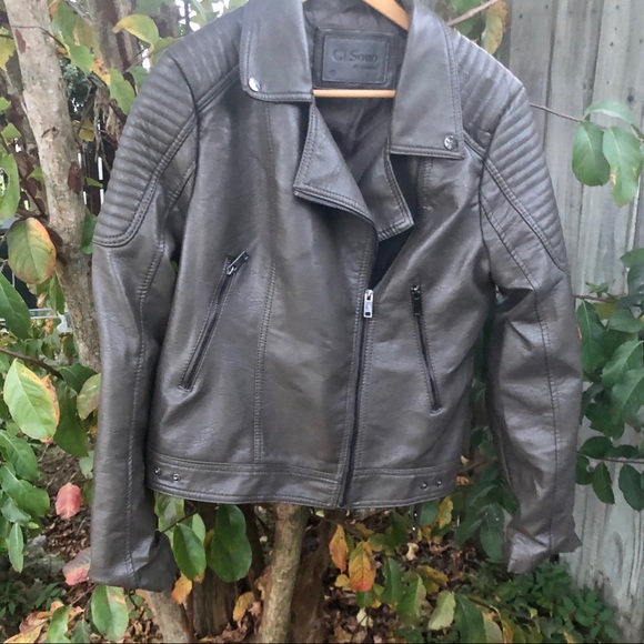 Ci Sono Jackets & Blazers - CI SONO BY CAVALINI VEGAN LEATHER MOTO JACKET